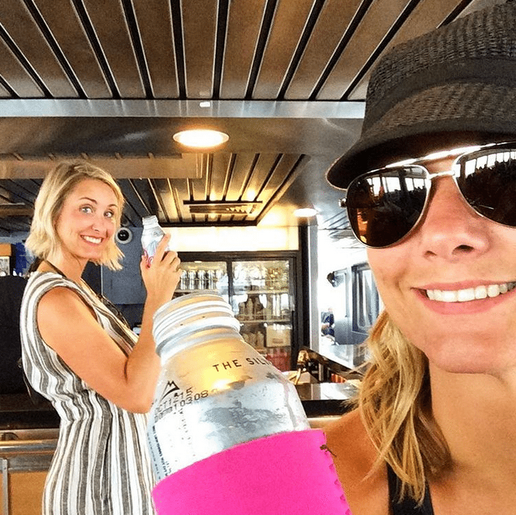 Women inside the ferry with beverages