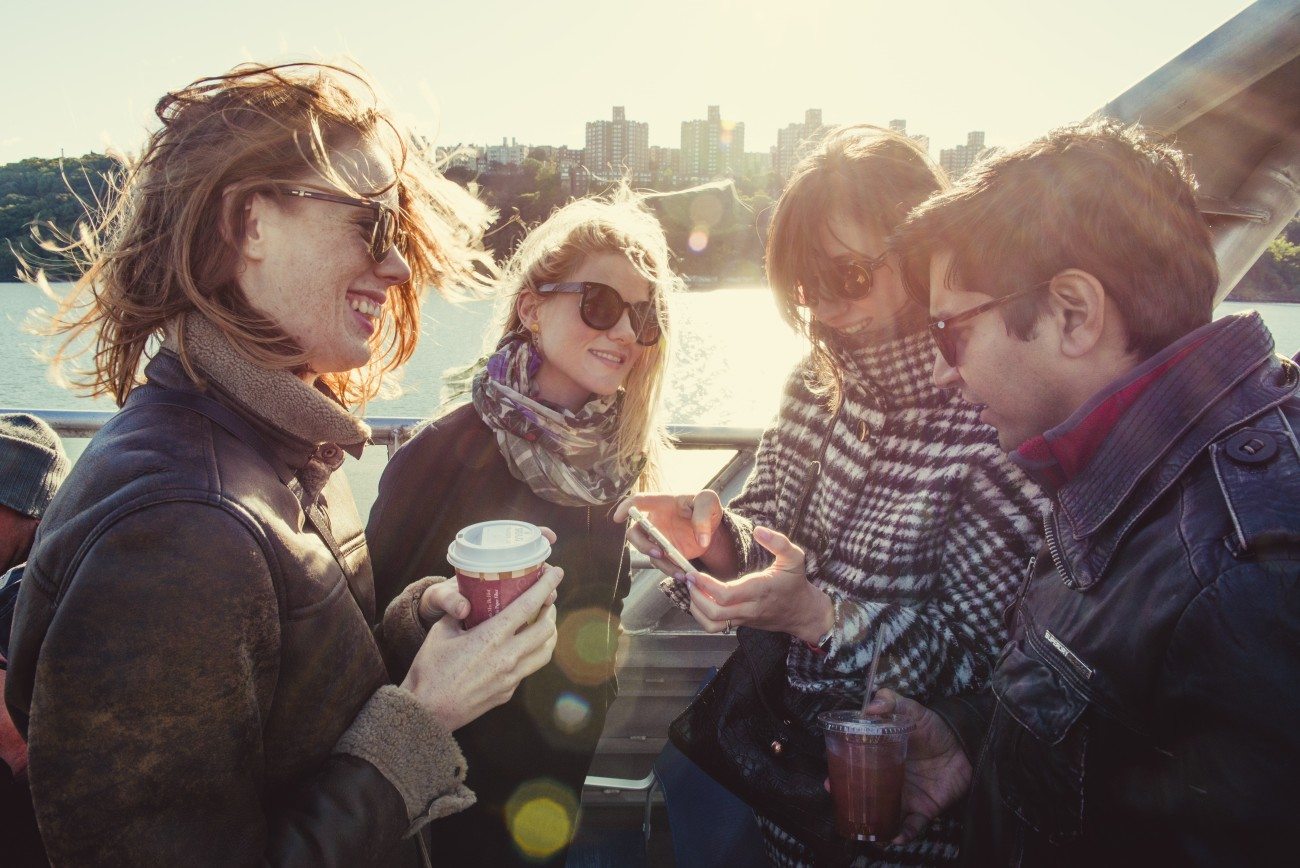 Passengers enjoying the fall weather