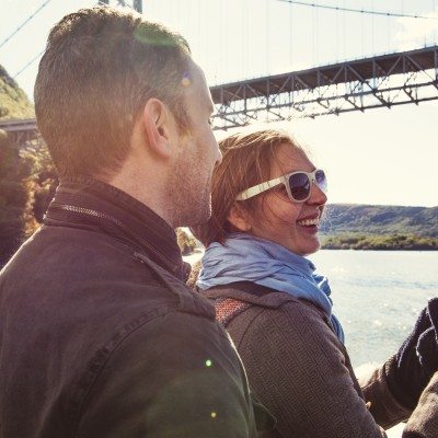 Passengers enjoying the fall weather