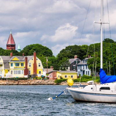 Sailboats in the harbor in New Bedford