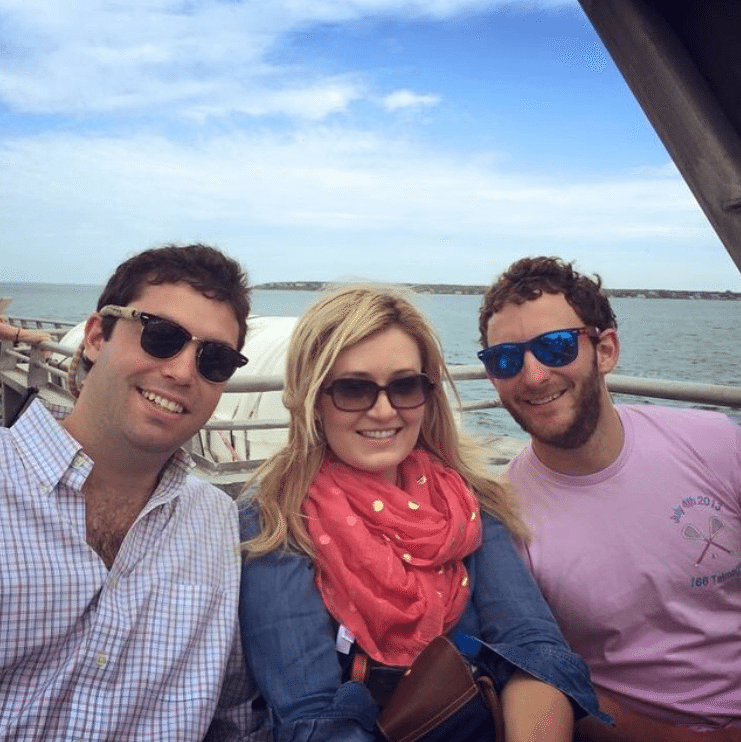 Passengers on the top deck of the ferry