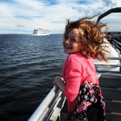 Girl with hair blowing in the wind
