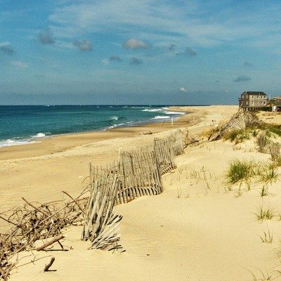 Picturesque and peaceful Nantucket shoreline on a warm summer day