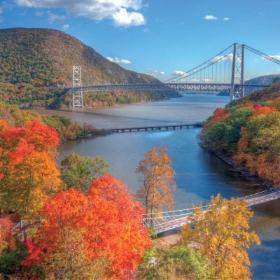 Seastreak Fall Foliage Cruise With A Vew Of The Bear Mountain Bridge